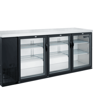 Dukers Back Bar Cooler – 72", 3 Door, Black