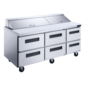 Dukers Sandwich Prep Table – Standard, 72", 18 Pan, 6 Drawer